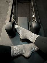 Load image into Gallery viewer, &quot;PILATES PILATES PILATES&quot; GREY GRIP SOCKS
