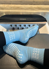 Load image into Gallery viewer, &quot;PILATES PILATES PILATES&quot; BLUE GRIP SOCKS
