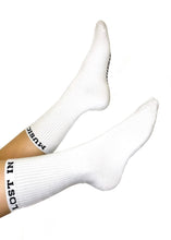 Load image into Gallery viewer, &quot;LOST IN MUSIC&quot; WHITE CREW SOCKS - SASSY SECONDS
