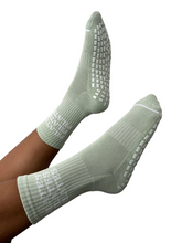 Load image into Gallery viewer, &quot;PILATES PILATES PILATES&quot; GREEN GRIP SOCKS
