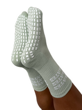 Load image into Gallery viewer, &quot;PILATES PILATES PILATES&quot; GREEN GRIP SOCKS
