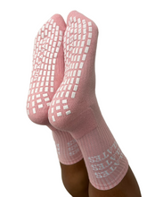 Load image into Gallery viewer, &quot;PILATES PILATES PILATES&quot; PINK GRIP SOCKS
