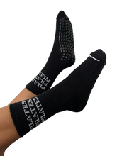 Load image into Gallery viewer, &quot;PILATES PILATES PILATES&quot; BLACK GRIP SOCKS
