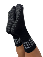 Load image into Gallery viewer, &quot;PILATES PILATES PILATES&quot; BLACK GRIP SOCKS
