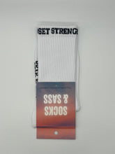 Load image into Gallery viewer, &quot;STRENGTH IS A MINDSET&quot; WHITE CREW SOCKS - SASSY SECONDS
