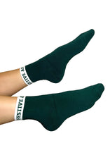 Load image into Gallery viewer, &quot;FESTIVE AF&quot; GREEN ANKLE SOCKS
