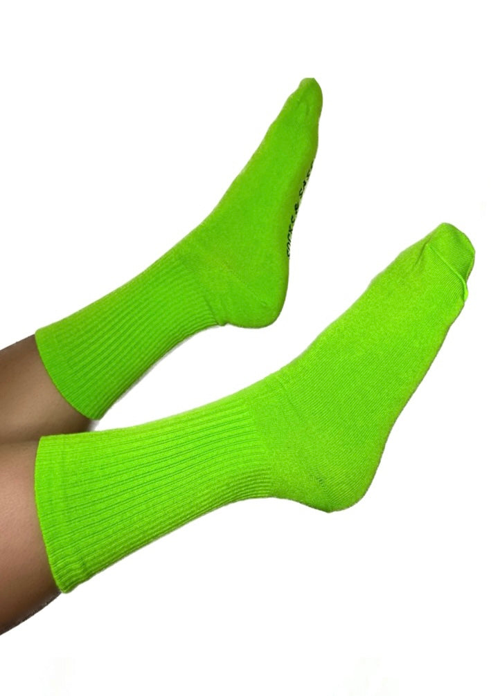 NEON GREEN CREW SOCKS