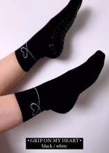 Load and play video in Gallery viewer, &quot;GRIP ON MY HEART&quot; BLACK GRIP SOCKS
