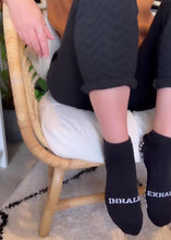 Load and play video in Gallery viewer, &quot;INHALE EXHALE&quot; BLACK GRIP SOCKS
